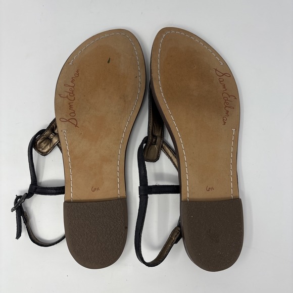 Sam Edelman Black and Brown T-Strap Sandals - Picture 7 of 8